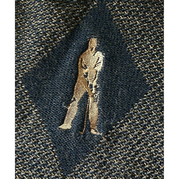 Vtg Mens Argyle Embroidered Golf Sweater Grandpa Preppy Academia 100% Cotton L - Picture 9 of 9